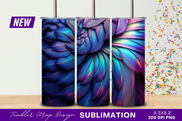 Iridescent Blue Purple Feathers Tumbler Png Texture Sublimation Regulrcrative 