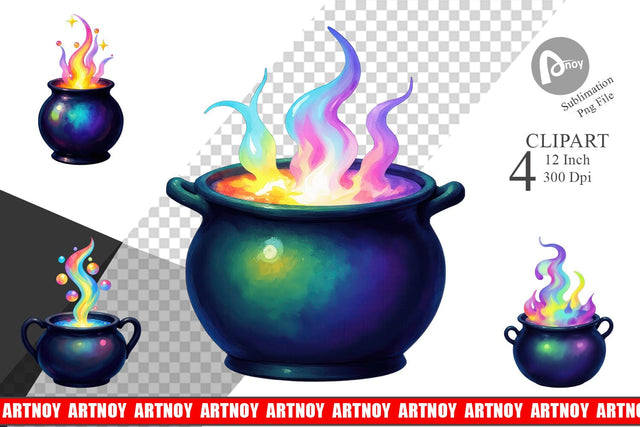 Iridescent Bubble Cauldron Clipart Sublimation artnoy 
