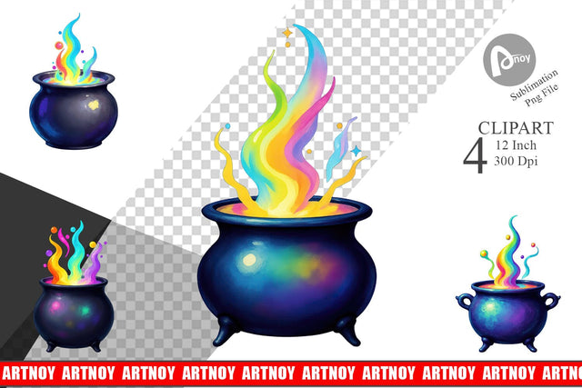 Iridescent Bubble Cauldron Clipart Sublimation artnoy 