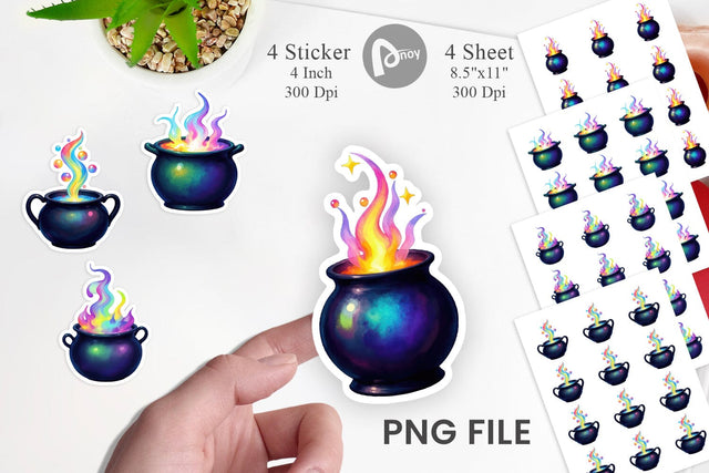 Iridescent Bubble Cauldron Sticker Sublimation artnoy 