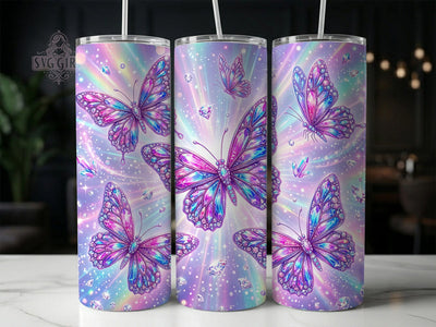 Iridescent Butterflies 20oz Tumbler, Iridescent Butterflies, 20oz Tumbler Wrap, Sublimation Design, Butterfly Tumbler PNG, Shimmer Insect Graphic, Iridescent Floral Wrap, Digital Tumbler Craft Sublimation SvggirlplusArt 