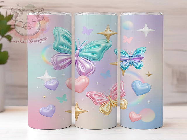 Iridescent Butterfly Glow 20oz Tumbler, Mermaid Scales, Glitter Style, Ocean Theme, Sublimation Wrap, 20oz Tumbler, Fantasy Aesthetic, Mystical Design Sublimation Lara' s Designs 