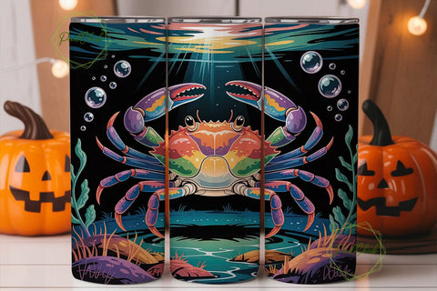 Iridescent Crab 20oz Tumbler Wrap Sublimation PixelChick 