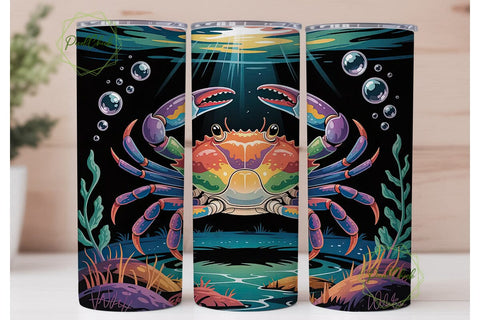 Iridescent Crab 20oz Tumbler Wrap Sublimation PixelChick 
