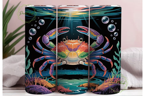Iridescent Crab 20oz Tumbler Wrap Sublimation PixelChick 