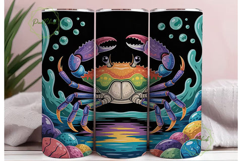 Iridescent Crab 20oz Tumbler Wrap Sublimation PixelChick 