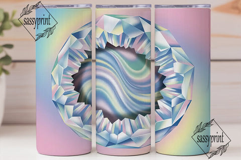 Iridescent Crystal Tumbler Wrap Sublimation sassyprint 