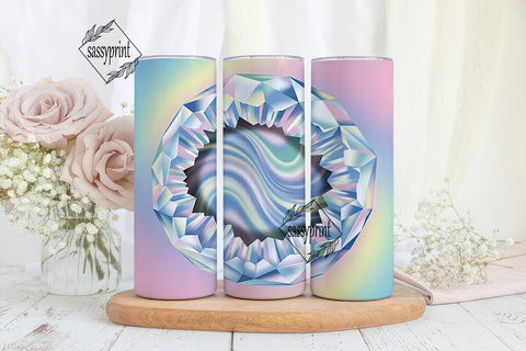 Iridescent Crystal Tumbler Wrap Sublimation sassyprint 