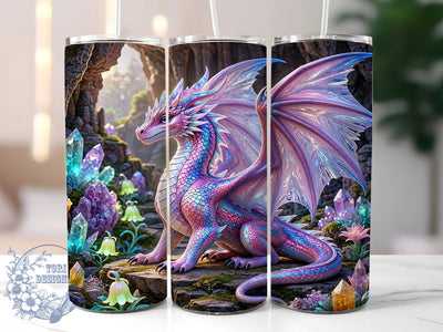 Iridescent Dragon Crystals 20oz Tumbler, Iridescent Dragon, Crystal Design, Fantasy Motif, Sublimation Wrap, 20oz Tumbler, Enchanted Aesthetic, Magical Charm Sublimation ToriDesigns 
