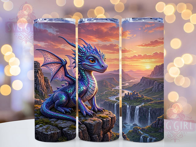Iridescent Dragon Fantasy 20oz Tumbler, Dragon Design, Iridescent Motif, Fantasy Theme, Mythical Creature, Mystical Style, 20oz Wrap, Sublimation Tumbler Sublimation SvggirlplusArt 