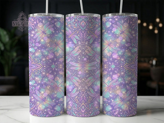 Iridescent Dragonflies 20oz Tumbler, Iridescent Dragonfly, Dragonflies Tumbler, Iridescent Tumbler, Dragonfly Tumbler, Dragonfly Wrap PNG, 20oz Tumbler Wrap, Iridescent PNG Sublimation SvggirlplusArt 