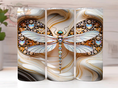Iridescent Dragonfly 20oz Tumbler, Dragonfly Motif, Iridescent Effect, Nature Theme, Whimsical Charm, Sparkle Design, Skinny Tumbler, Sublimation PNG Sublimation Lara' s Designs 