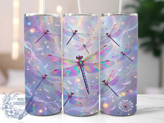 Iridescent Dragonfly Fantasy 20oz Tumbler, Iridescent Dragonfly, Fantasy Design, Mythical Motif, Sublimation Wrap, 20oz Tumbler, Enchanted Aesthetic, Magical Charm Sublimation ToriDesigns 