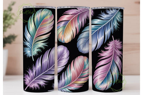 Iridescent Feather Dream 20oz Tumbler Sublimation PixelChick 