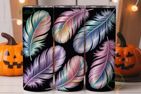 Iridescent Feather Dream 20oz Tumbler Sublimation PixelChick 