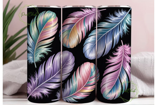 Iridescent Feather Dream 20oz Tumbler Sublimation PixelChick 