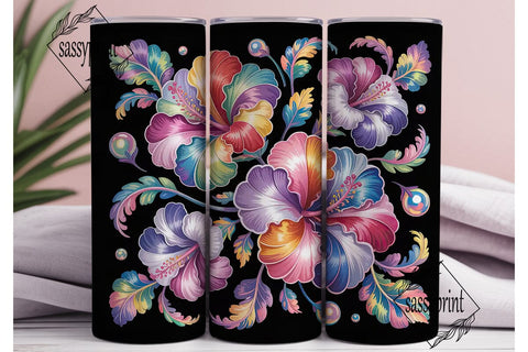 Iridescent Floral 20oz Tumbler Wrap Sublimation sassyprint 