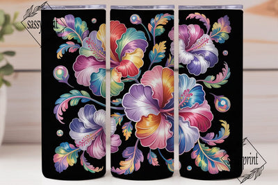 Iridescent Floral 20oz Tumbler Wrap Sublimation sassyprint 