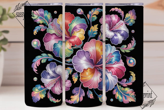 Iridescent Floral 20oz Tumbler Wrap Sublimation sassyprint 