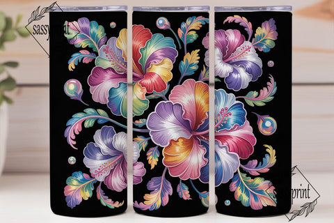 Iridescent Floral 20oz Tumbler Wrap Sublimation sassyprint 