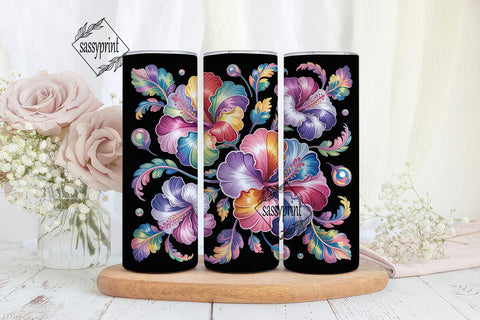 Iridescent Floral 20oz Tumbler Wrap Sublimation sassyprint 