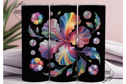 Iridescent Floral 20oz Tumbler Wrap Sublimation sassyprint 
