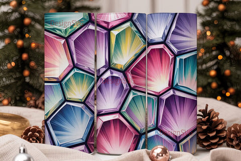 Iridescent Gemstone 20oz Tumbler Wrap Sublimation DesignSVG 