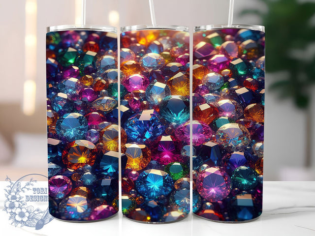 Iridescent Gemstone Crystal Tumbler, Colorful Crystal Design, Sparkle Gem Tumbler, 20Oz Wrap Design, Gemstone Sublimation, Vibrant Crystal Theme, Shiny Iridescent Pattern Sublimation ToriDesigns 