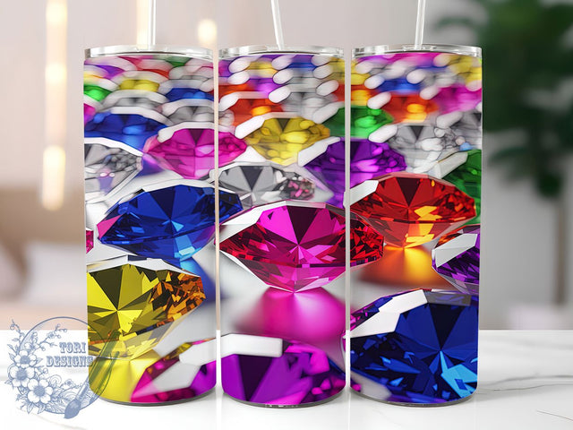 Iridescent Gemstone Crystal Tumbler, Colorful Crystal Design, Sparkle Gem Tumbler, 20Oz Wrap Design, Gemstone Sublimation, Vibrant Crystal Theme, Shiny Iridescent Pattern Sublimation ToriDesigns 