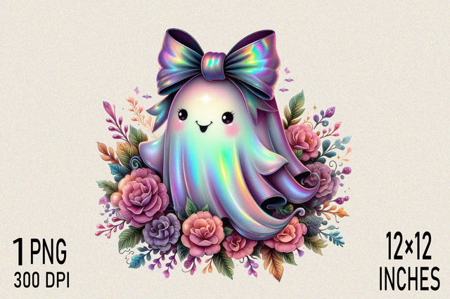 Iridescent Ghost flowers – Pastel Girly Sublimation Clipart Sublimation SVGArt 