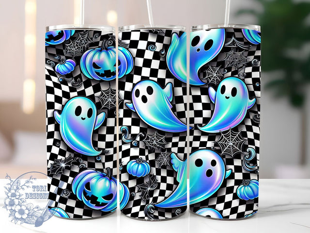 Iridescent Ghost Pumpkin Halloween Tumbler, Holographic Pumpkin Mug, Spooky Halloween Wrap, Shiny Ghost Cup, 20Oz Sublimation Design, Pumpkin Ghost Drinkware, Glitter Halloween Tumbler Sublimation ToriDesigns 