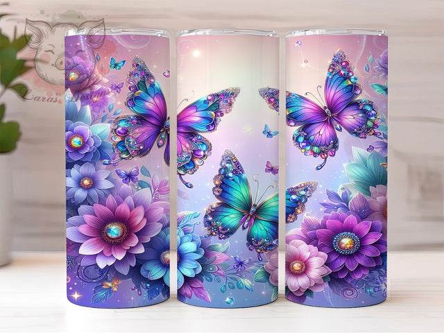 Iridescent Glitter Butterfly Tumbler, Sparkle Tumbler Wrap, 20oz Glitter Design, Shimmery Sublimation Wrap, Butterfly Lover Gift, Bling Tumbler Design, Iridescent Butterfly Tumbler Sublimation Lara' s Designs 