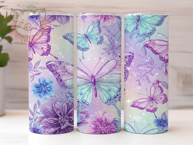 Iridescent Glitter Butterfly Tumbler, Sparkle Tumbler Wrap, 20oz Glitter Design, Shimmery Sublimation Wrap, Butterfly Lover Gift, Bling Tumbler Design, Iridescent Butterfly Tumbler Sublimation Lara' s Designs 
