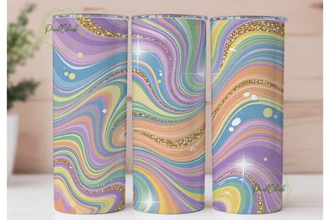 Iridescent Glitter Marble Tumbler Wrap Sublimation PixelChick 