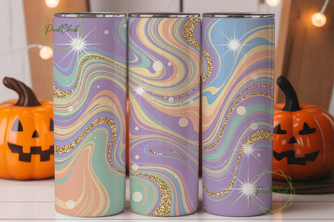 Iridescent Glitter Marble Tumbler Wrap Sublimation PixelChick 