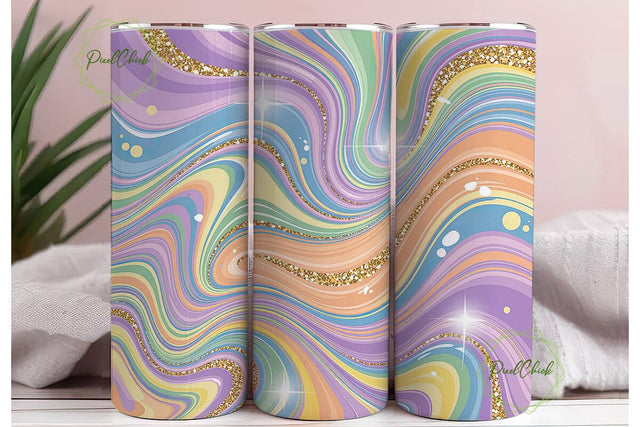 Iridescent Glitter Marble Tumbler Wrap Sublimation PixelChick 