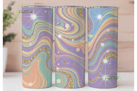 Iridescent Glitter Marble Tumbler Wrap Sublimation PixelChick 