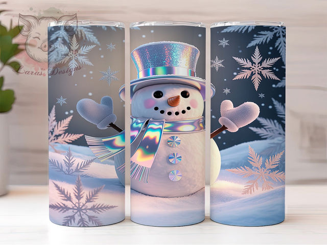 Iridescent Glitter Snowman Tumbler, Iridescent Winter, Christmas Wrap, Sparkle Tumbler, Festive Pattern, 20oz Tumbler, Sublimation Print Sublimation Lara' s Designs 