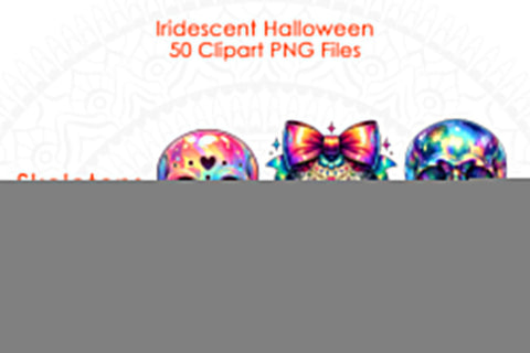 Iridescent Halloween Clipart bundle, Halloween ghost, Coquette bow Sublimation Artisan Craft SVG 