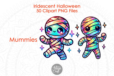 Iridescent Halloween Clipart bundle, Halloween ghost, Coquette bow Sublimation Artisan Craft SVG 