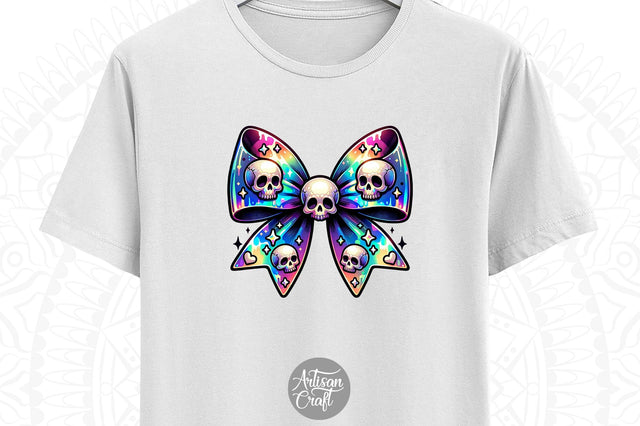 Iridescent Halloween coquette bow, sublimation designs, Halloween clipart SVG Artisan Craft SVG 