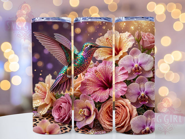 Iridescent Hummingbird 20oz Tumbler, Shimmering Bird, Rainbow Wings, Luminous Nature, Glowing Feathers, Vibrant Flight, Metallic Shine, Sublimation Wrap Sublimation SvggirlplusArt 