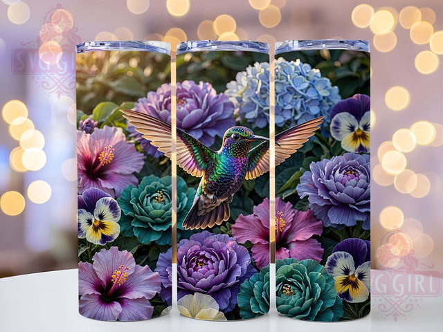 Iridescent Hummingbird Floral 20oz Tumbler, Iridescent Bird, Hummingbird Floral, 20oz Tumbler Wrap, Sublimation Design, Colorful Nature, Garden Art, Digital Download Sublimation SvggirlplusArt 