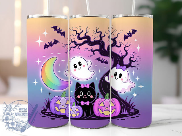 Iridescent Kawaii Ghost Tumbler Wrap, Spooky Glam Wrap, Kawaii Halloween Cup, 20Oz Sublimation Design, Cute Ghost Drinkware, Glam Halloween Tumbler, Pastel Spooky Cup Wrap Sublimation ToriDesigns 