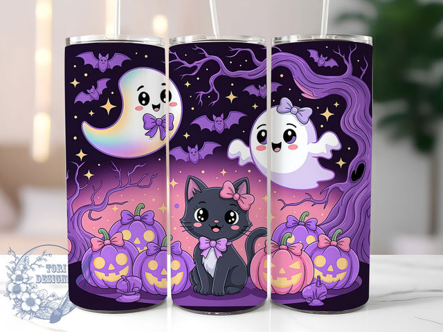 Iridescent Kawaii Ghost Tumbler Wrap, Spooky Glam Wrap, Kawaii Halloween Cup, 20Oz Sublimation Design, Cute Ghost Drinkware, Glam Halloween Tumbler, Pastel Spooky Cup Wrap Sublimation ToriDesigns 