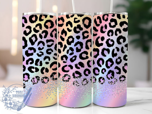 Iridescent Leopard Glitter Tumbler, Iridescent Pattern, Leopard Print Art, Sparkle Tumbler, Animal Print Wrap, Holographic Design, Glam Tumbler Gift Sublimation ToriDesigns 
