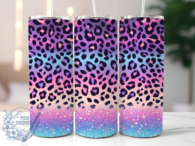 Iridescent Leopard Glitter Tumbler, Iridescent Pattern, Leopard Print Art, Sparkle Tumbler, Animal Print Wrap, Holographic Design, Glam Tumbler Gift Sublimation ToriDesigns 