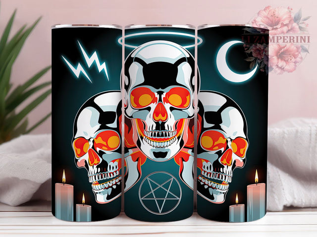 Iridescent Metallic Gothic Skull Tumbler, Metallic Gothic Wrap, Dark Halloween Design, 20Oz Skinny Tumbler, Shiny Skull Sublimation, Edgy Halloween Drinkware, Grunge Metallic Tumbler Sublimation Li Zamperini 