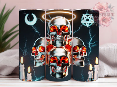 Iridescent Metallic Gothic Skull Tumbler, Metallic Gothic Wrap, Dark Halloween Design, 20Oz Skinny Tumbler, Shiny Skull Sublimation, Edgy Halloween Drinkware, Grunge Metallic Tumbler Sublimation Li Zamperini 