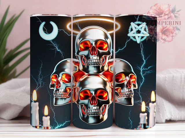 Iridescent Metallic Gothic Skull Tumbler, Metallic Gothic Wrap, Dark Halloween Design, 20Oz Skinny Tumbler, Shiny Skull Sublimation, Edgy Halloween Drinkware, Grunge Metallic Tumbler Sublimation Li Zamperini 